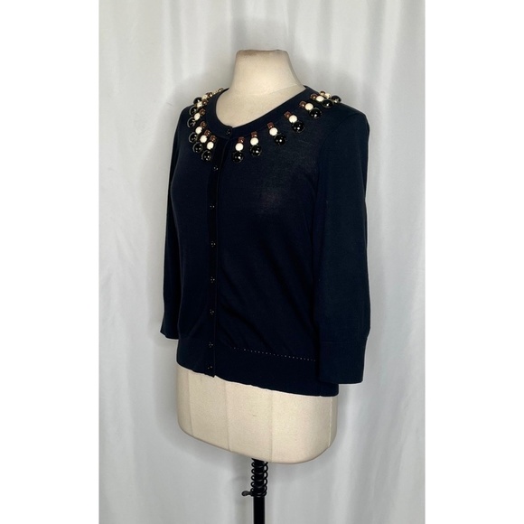 KATE SPADE New York Rio De Janeiro Black Cardigan Sweater Embellished Large - Picture 6 of 12